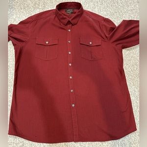 MARC ANTHONY Stretch Wrinkle Resistant Red/ Wine/Burgundy Long Sleeve XXL Shirt